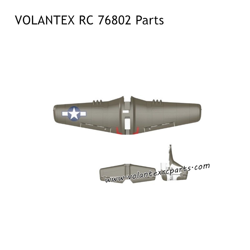 VOLANTEXRC 76802 P51 RC Fighter Jet Parts Main and Tail Wing